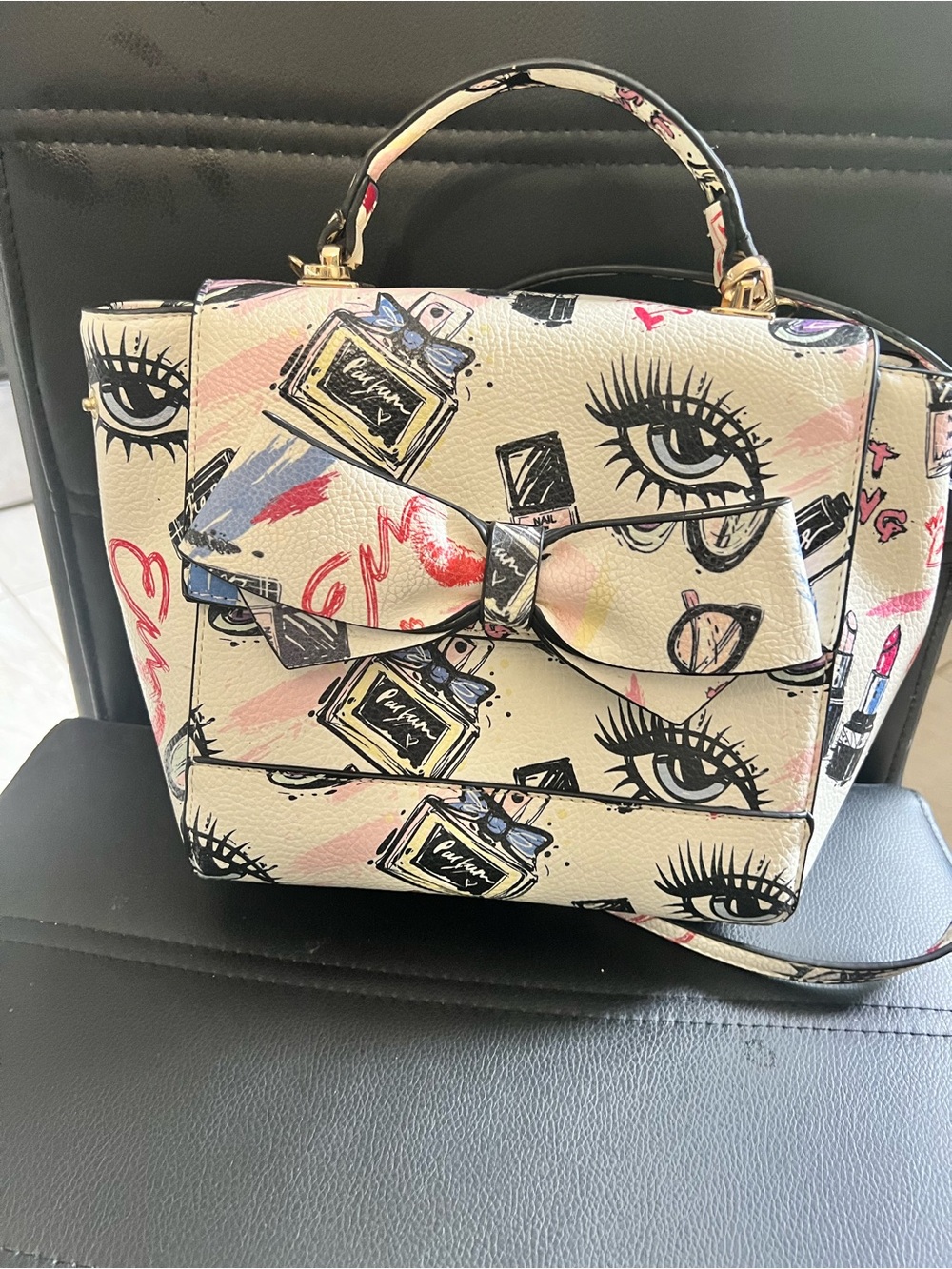 Call It Spring Cream Sketch Print Bow Satchel